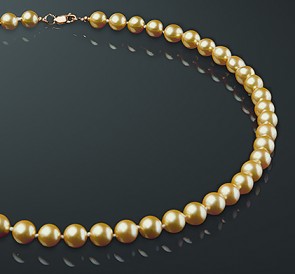 Ожерелье из жемчуга Акойя мз800-45з: золотистый морской жемчуг, золото 585°