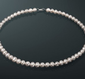 Ожерелье из жемчуга б750и40с: белый пресноводный жемчуг, серебро 925°