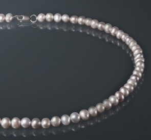 Ожерелье из жемчуга с075д40с: металлик пресноводный жемчуг, серебро 925°