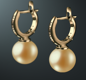 Золотые серьги с жемчугом без вставок с-240631жз: золотистый морской жемчуг, золото 585°